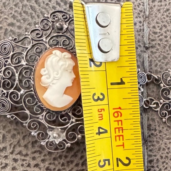 Antique 800 Silver Filigree Hand Carved Cameo Bracelet‎ - Picture 10 of 16
